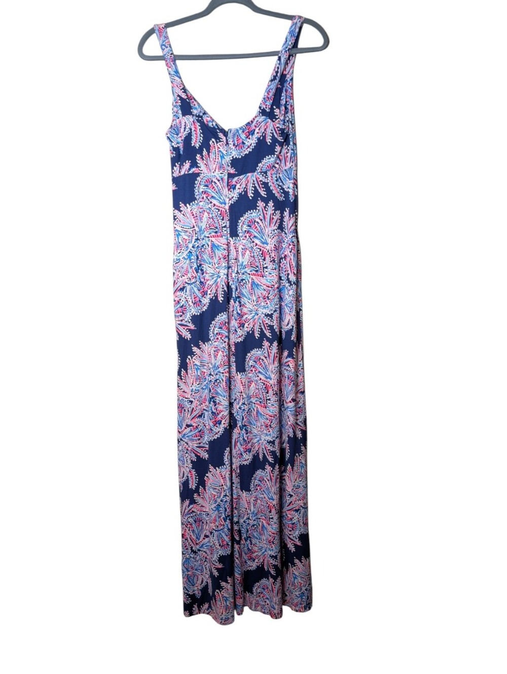 Lilly Pulitzer Maui Maxi Dress Oyster Bay Blue Miss Shell Size 4 pockets empire - Picture 2 of 9